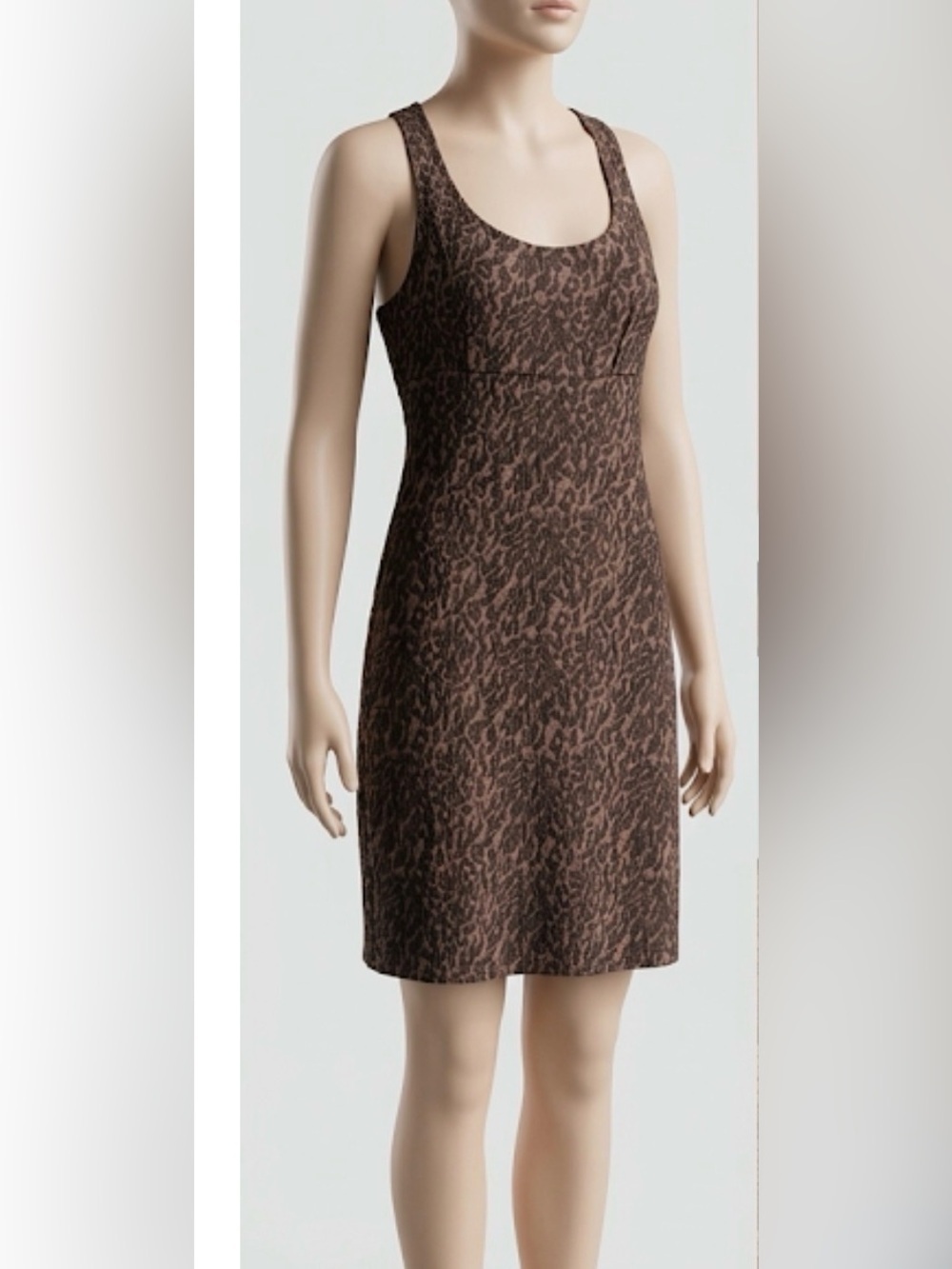 Free People Textured Leopard Print Racerback Mini Dress Tan Brown Medium
